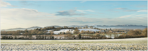 Malverns from Bushley in Winter flat & stroke